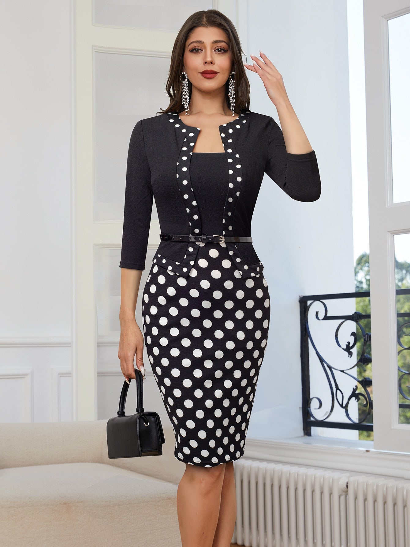 Robe moulante à pois 2 en 1